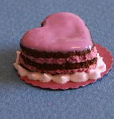 Dollhouse Miniature Cake, Valentine, Pink